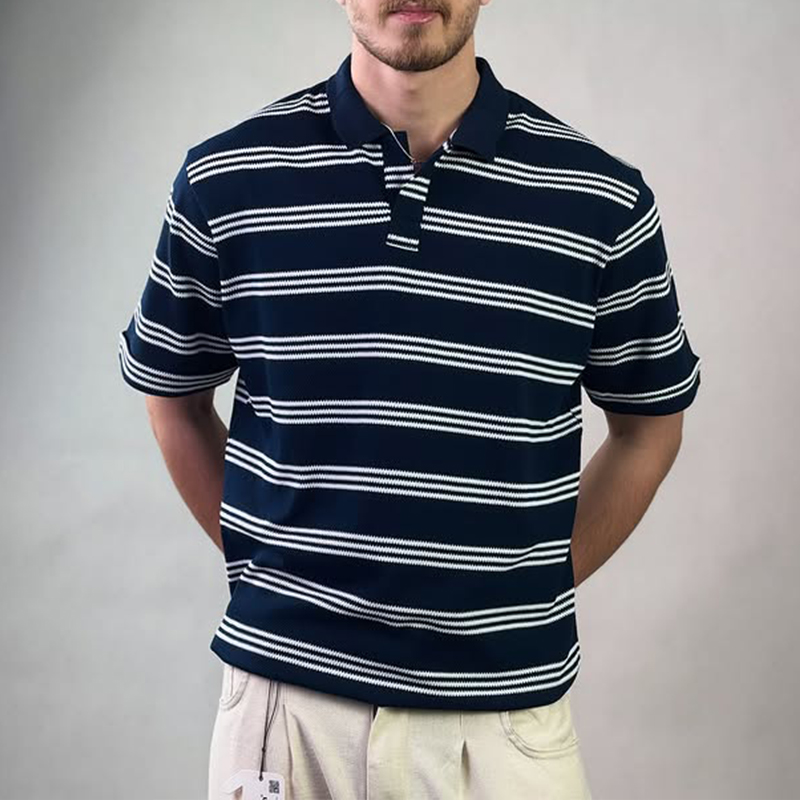 men striped t-shirt casual summer men striped t-shirt
